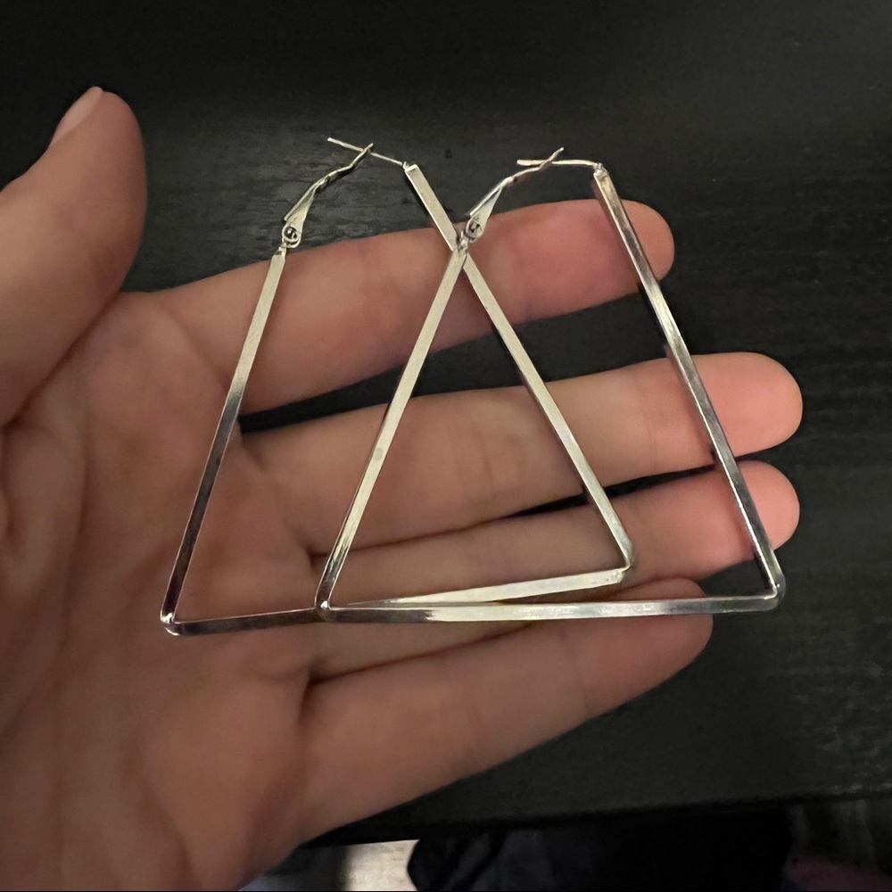Silver Triangle Lucky Brand Earrings